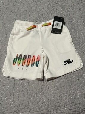 Jordan Boys White Shorts with Multicolor Logo, NWT’s, Size 5